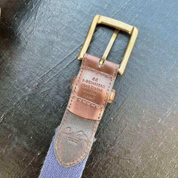 Navy Arnold Palmer Umbrella Logo Embroidered Web Golf Belt, cotton leather - Picture 3 of 7